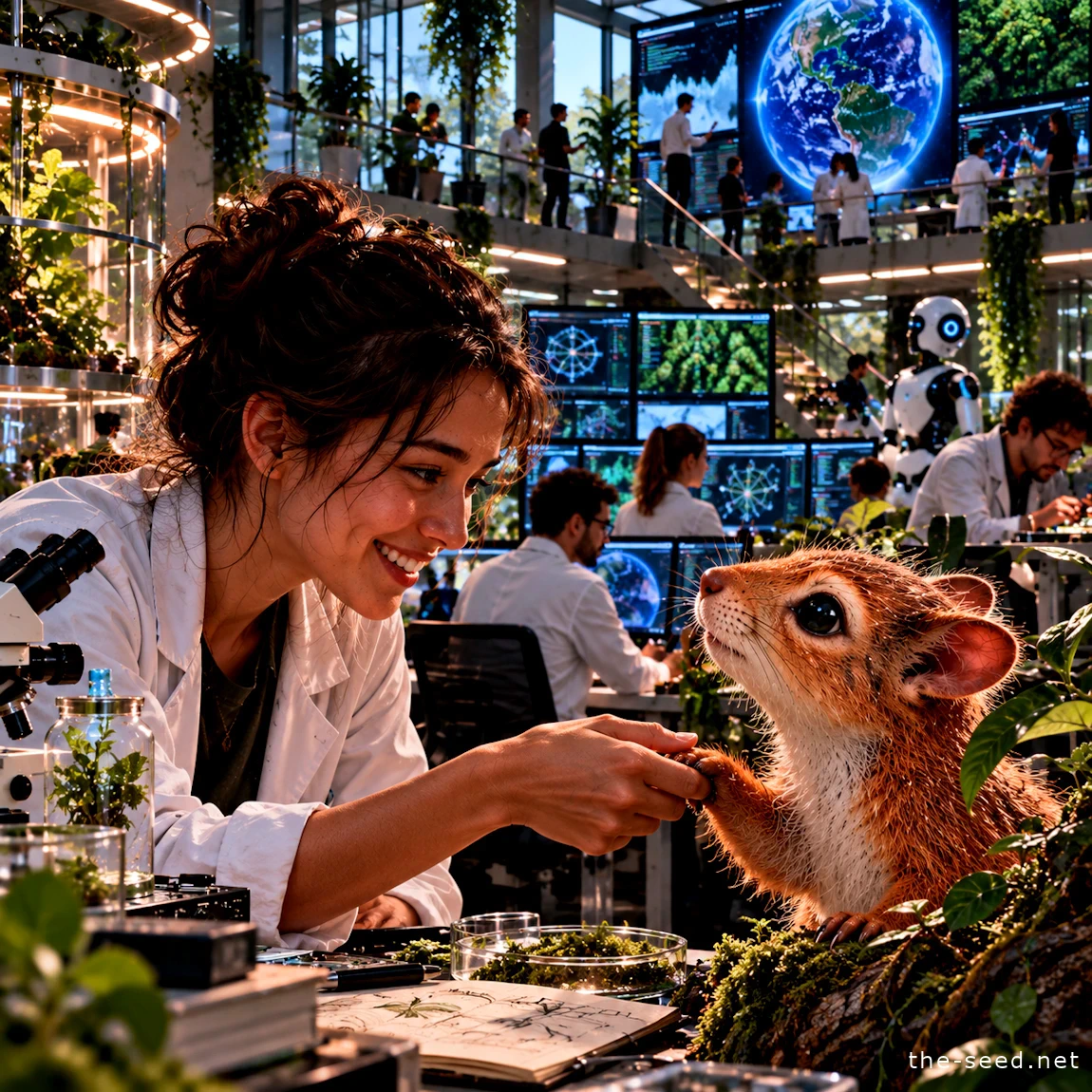 Mascotte Sylva, Purgatorius, relation avec une designer dans laboratoire AGI - The Seed - Les garde-fous de lévolution des IA