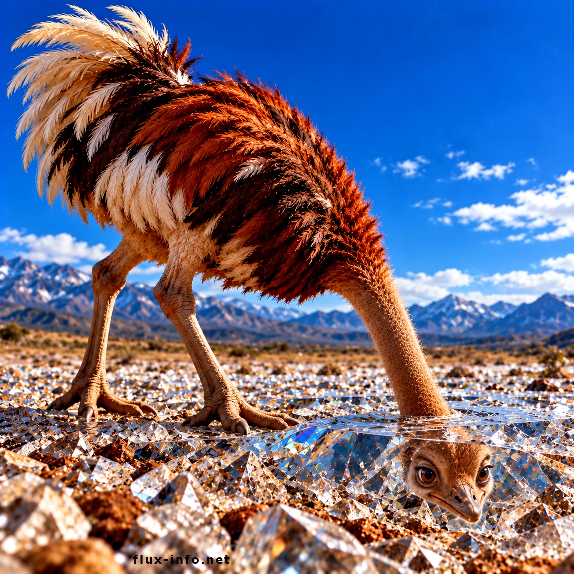 Autruche - Oiseau majestueux dans un désert cristallin