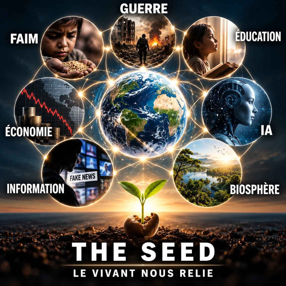 Interconnections guerres, famine, éducation, économie, IA, Biosphère - The Seed - Testament du Vivant