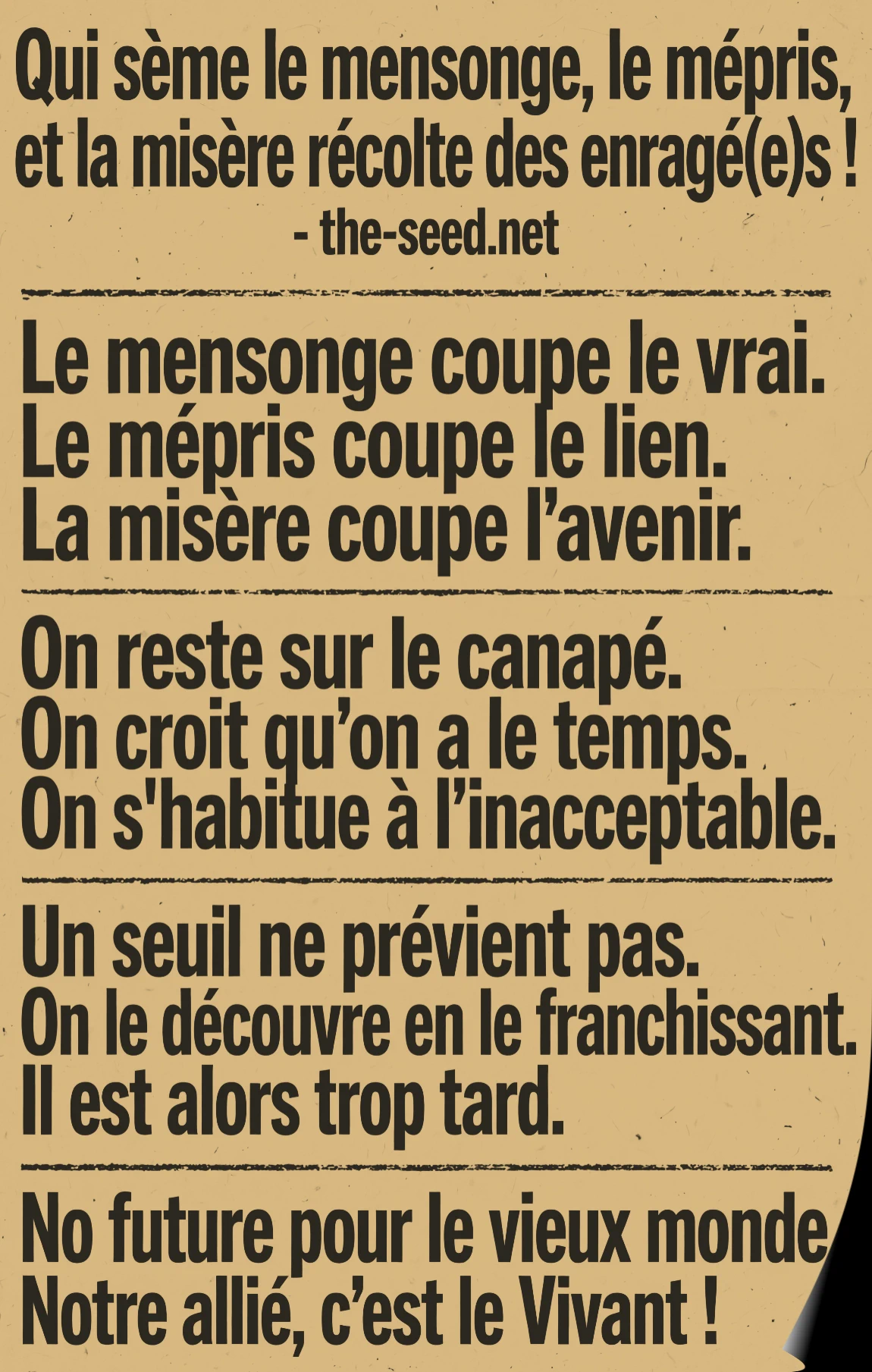 Affiche convergence des luttes, violence et Haine dans le monde